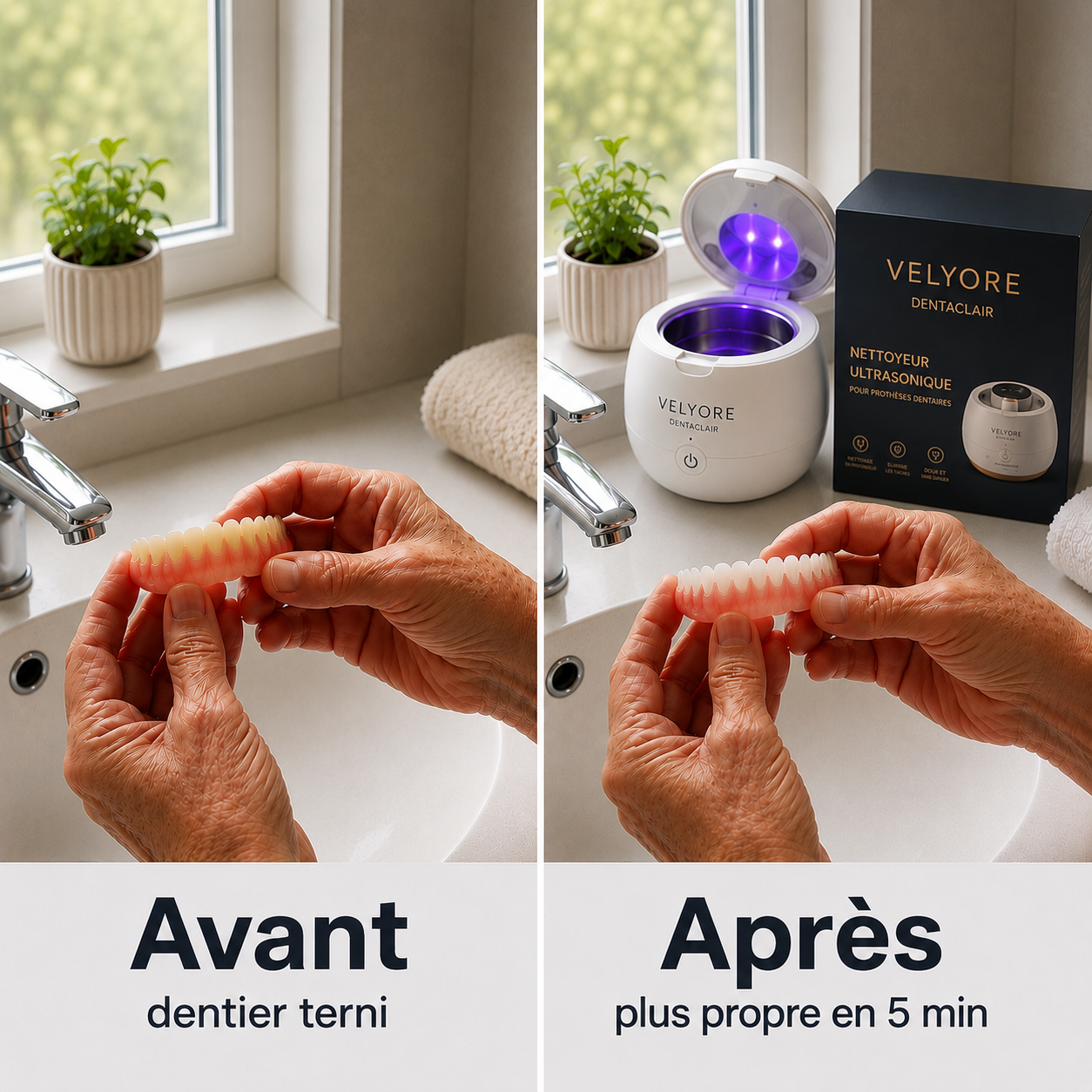 VELYORE DentaClair — Nettoyeur ultrasonique pour prothèses dentaires