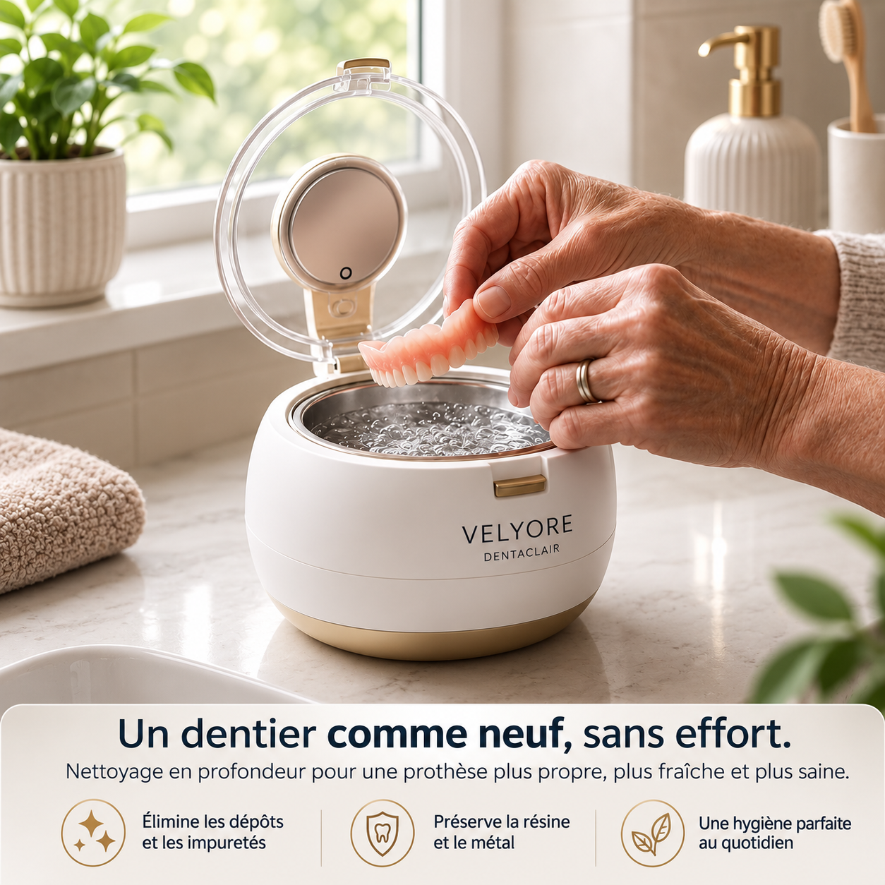 VELYORE DentaClair — Nettoyeur ultrasonique pour prothèses dentaires